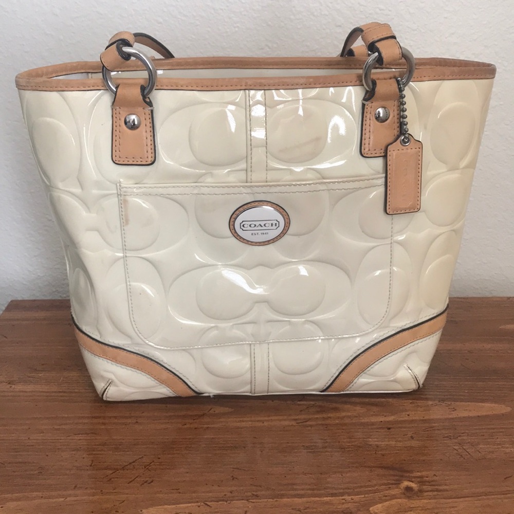 Authentic Cream and Tan Coach Purse